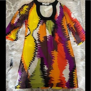 Trina Turk Silk Contrast Dress Size 2 NWT